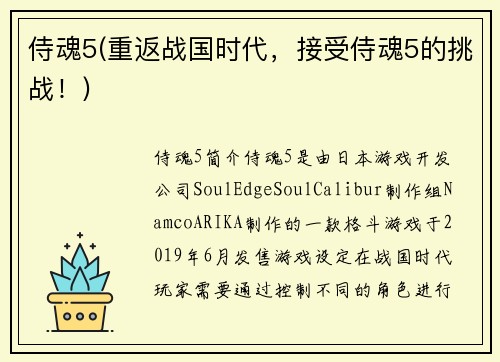 侍魂5(重返战国时代，接受侍魂5的挑战！)